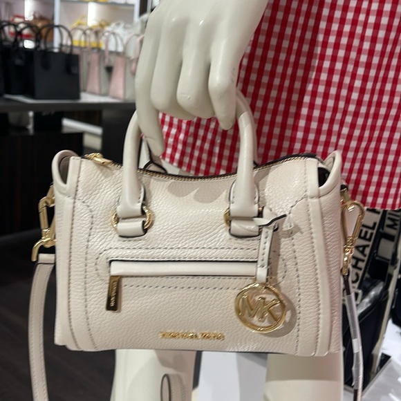 Michael Kors Carine Extra-Small Pebbled Leather Satchel
Light Cream 
NWT - Picture 7 of 16